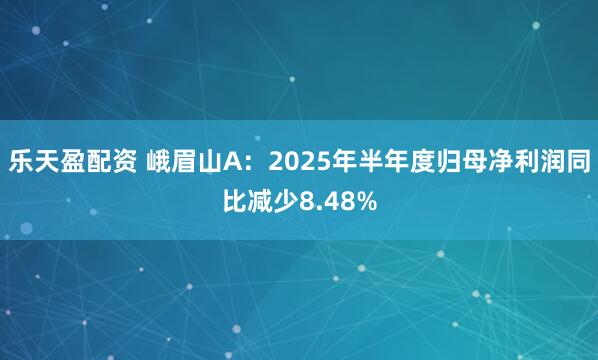 乐天盈配资 峨眉山A：2025年半年度归母净利润同比减少8.48%